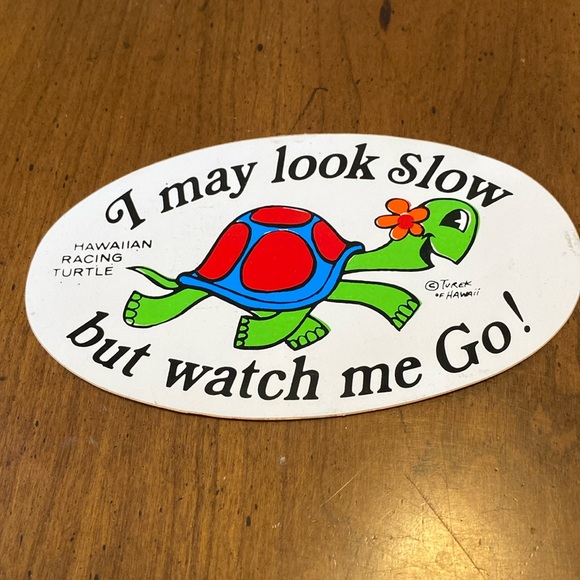 🔥3/$12🔥Vintage Hawaiian Racing Turtle Sticker by Turek of Hawaii. - Picture 1 of 3